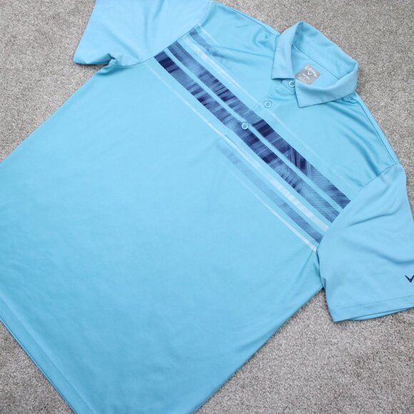 Callaway Opti-Dri Polo Shirt Men Large Blue Polyester Short Sleeve Golf Pullover - Picture 3 of 13